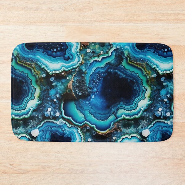 Item preview, Turquoise and Dark Blue Beautiful Crystal Rock Print designed and sold by dreamingbliss.
