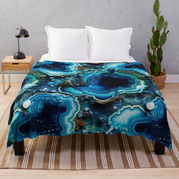 Item preview, Turquoise and Dark Blue Beautiful Crystal Rock Print designed and sold by dreamingbliss.