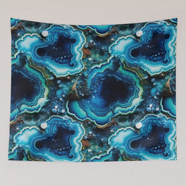 Item preview, Turquoise and Dark Blue Beautiful Crystal Rock Print designed and sold by dreamingbliss.