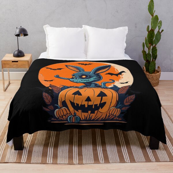 Item preview, Scary Halloween Bunny With Pumpkin and Retro Moon Evil Bunny Monster designed and sold by Peculiarts.