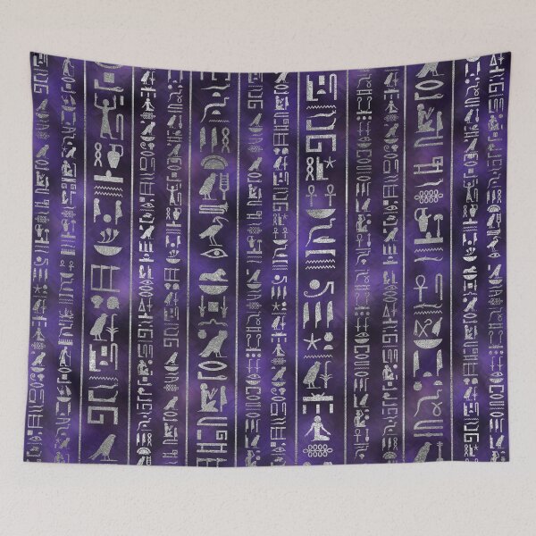 Item preview, Silver Egyptian hieroglyphics pattern designed and sold by k9printart.