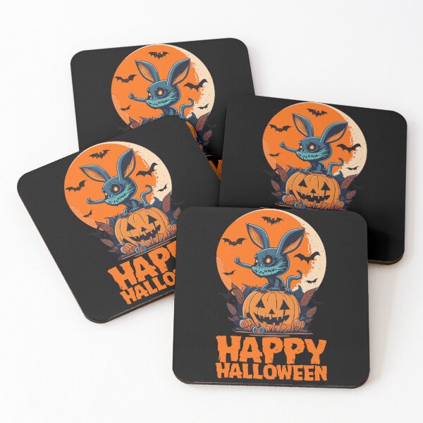 Item preview, Scary Halloween Bunny With Pumpkin and Retro Moon Evil Bunny Monster Happy Halloween designed and sold by Peculiarts.