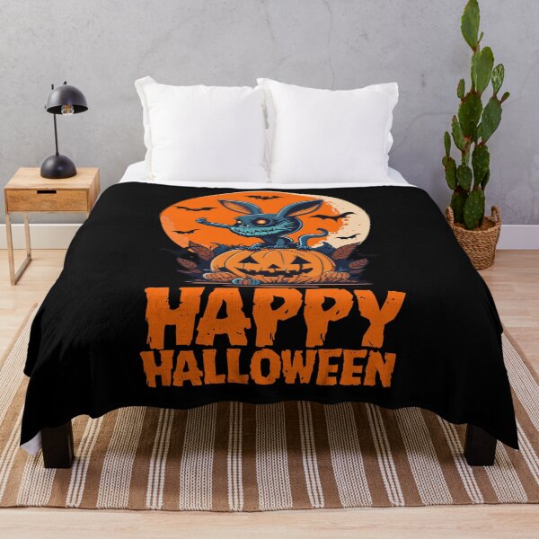 Item preview, Scary Halloween Bunny With Pumpkin and Retro Moon Evil Bunny Monster Happy Halloween designed and sold by Peculiarts.