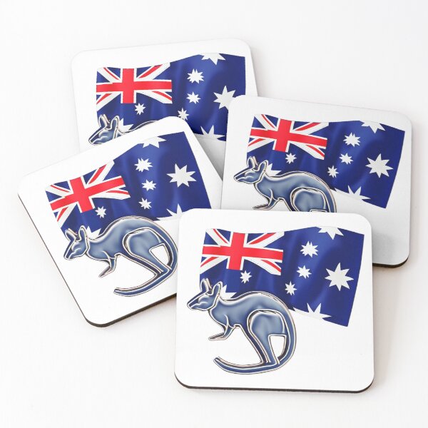 Item preview, Australia, kangaroo, flag designed and sold by KICIART.