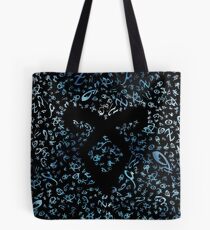Shadowhunters rune - pattern / texture with vanishing angelic power rune (blue watercolors) - Clary, Alec, Jace, Izzy, Magnus Tote Bag
