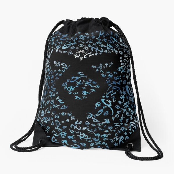 Shadowhunters rune - pattern / texture with vanishing angelic power rune (blue watercolors) - Clary, Alec, Jace, Izzy, Magnus Drawstring Bag