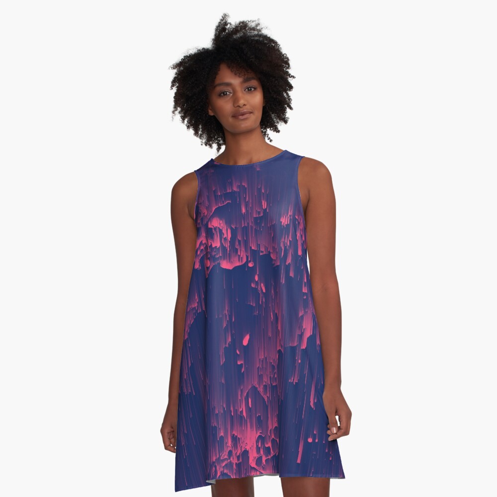 Glitchin' - Abstract Pixel Art A-Line Dress