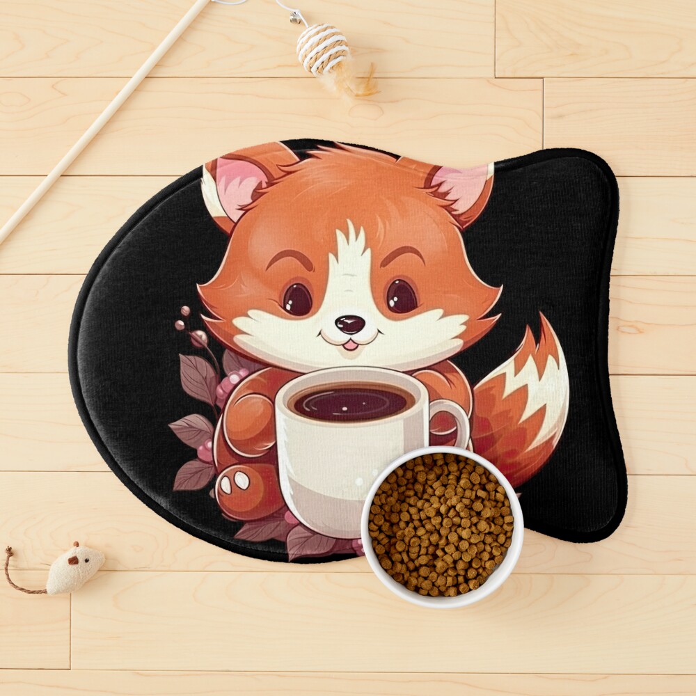 Cute Red Panda Drinking Cup of Black Coffee Sticker for Sale by eyestetix