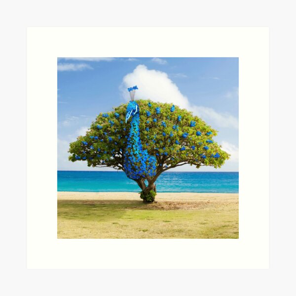 Oeuvre d'arbre animalier créatif Peacock Tree Impression artistique