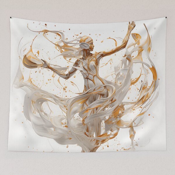 Item preview, Abstract Intricate Art Female Dancer White And Gold designed and sold by PioneerX1.