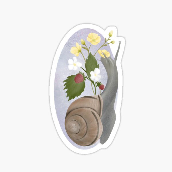 Cute little snail with flower on its head Sticker