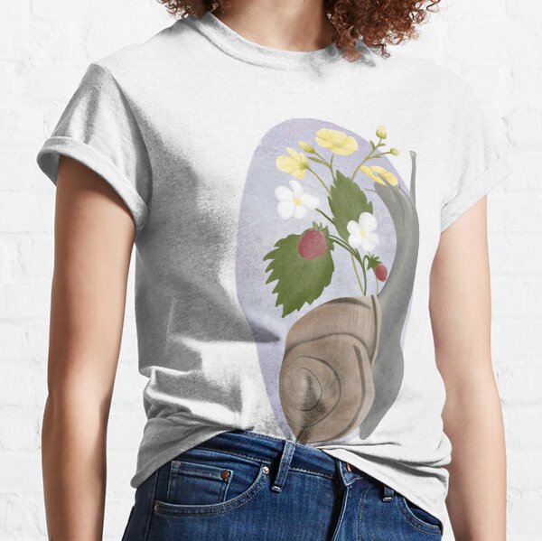 Joli petit escargot avec une fleur sur la tête T-shirt classique