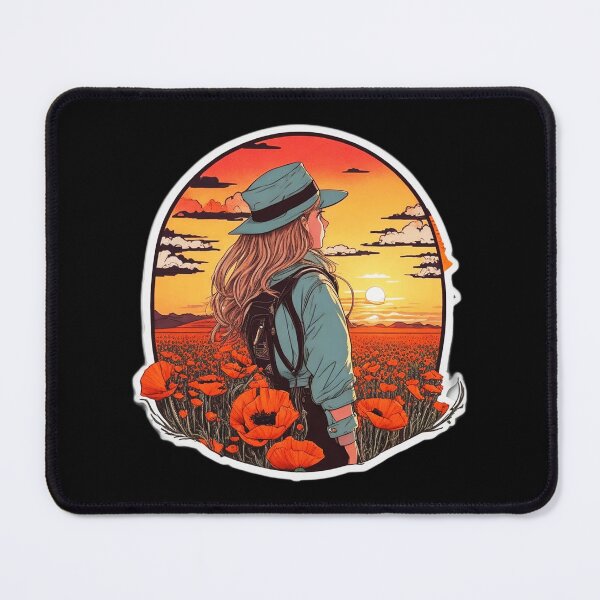 Item preview, Cool Girl Watching Sunset over Poppy Field designed and sold by Ridiculam Toga.