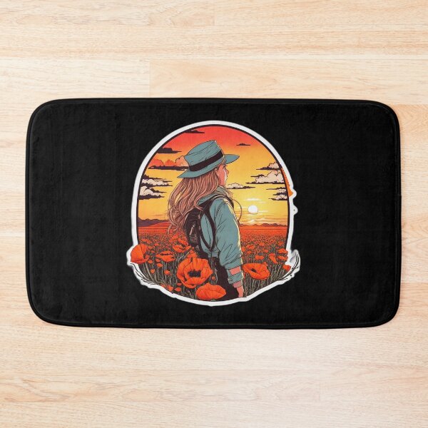 Item preview, Cool Girl Watching Sunset over Poppy Field designed and sold by Ridiculam Toga.