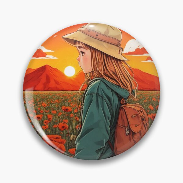 Artikelvorschau, Junge Reisende, die den Sonnenuntergang über dem Mohnfeld beobachtet entworfen und verkauft von Ridiculam Toga.