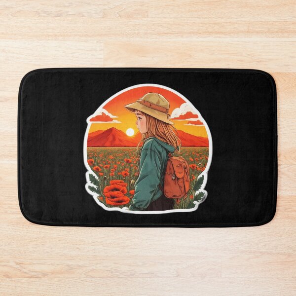 Item preview, Young Girl Traveler Watching Sunset over Poppy Field designed and sold by Ridiculam Toga.