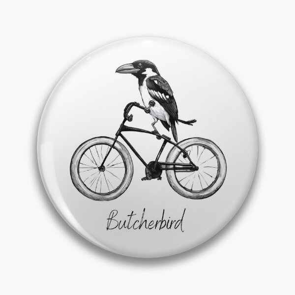 Item preview, Butcherbird riding a bike Butcherbird Vintage Retro Vibe designed and sold by CyberArtistOne.