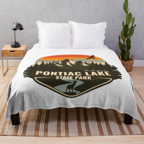 Item preview, Pontiac Lake State Park Michigan - MI Retro Mountain Badge designed and sold by mountainfad.