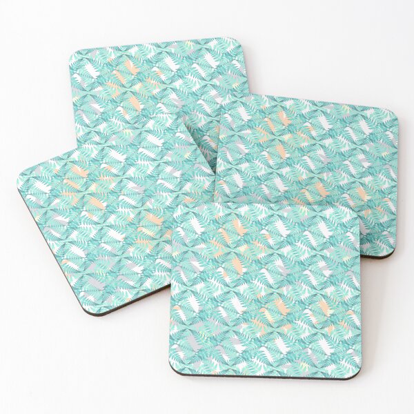 Item preview, Repetitive Patterns of (Teal) Fern Leaves on Flowers Background designed and sold by SideDishDesign.