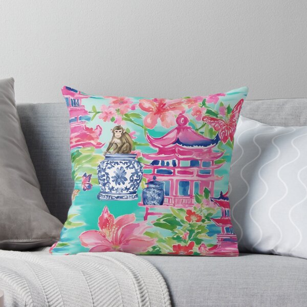 Item preview, Preppy monkey in chinoiserie garden designed and sold by SophieClimaArt.