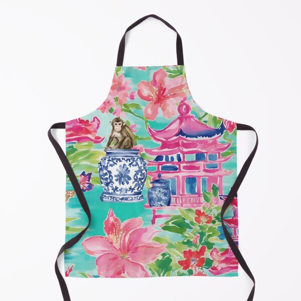 Item preview, Preppy monkey in chinoiserie garden designed and sold by SophieClimaArt.
