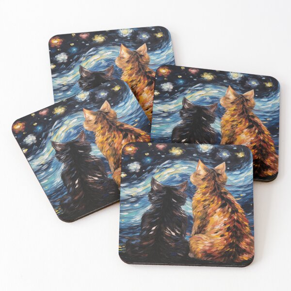 Item preview, Van gogh Cat Starry Night Inspired Painting for Van gogh Lovers designed and sold by Vangoholic.
