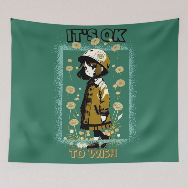 Item preview, It's ok to wish  Kawaii girl with dandelions by CallisC Arts ⭐⭐⭐⭐⭐ designed and sold by CallisC-Arts.