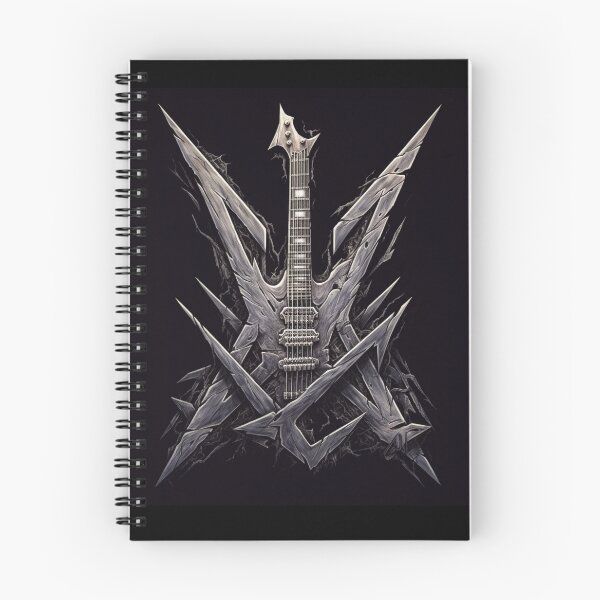 Item preview, a black and white photo of a guitar, concept art by Yerkaland, deviantart, sots art, darksynth, logo, official art t-shirt and stickers_01 designed and sold by Mickeymouse2023.