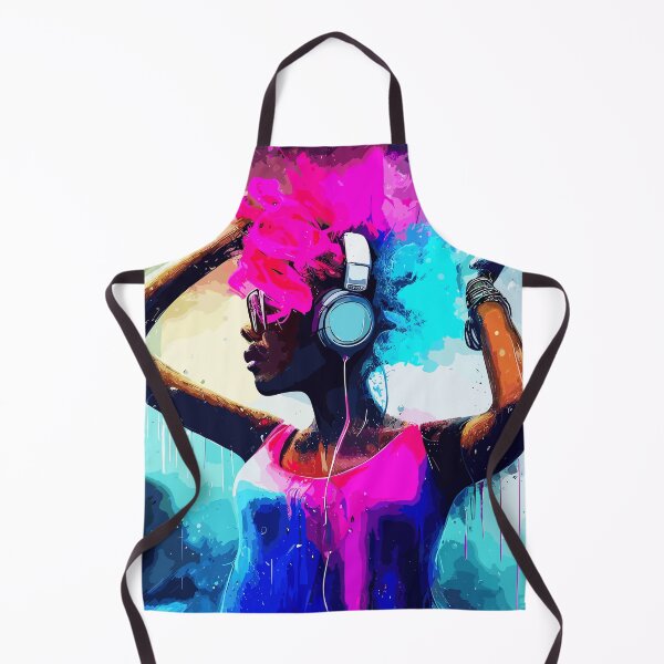 Item preview, DJ afro woman in pink hairs designed and sold by TomFrontierArt.