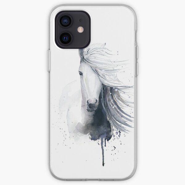 White Horse in Watercolor iPhone Soft Case