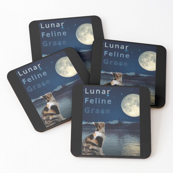 Item preview, Lunar; felines; Grace! Cat under the Moon designed and sold by CuteCatsCoffee.