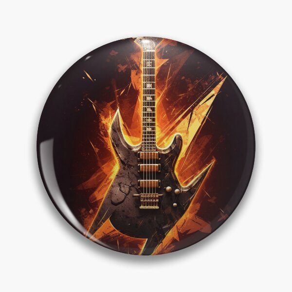 Item preview, a colored fire painting of a guitar, concept art by Yerkaland, deviantart, sots art, darksynth, logo, official art t-shirt and stickers_01 designed and sold by Mickeymouse2023.