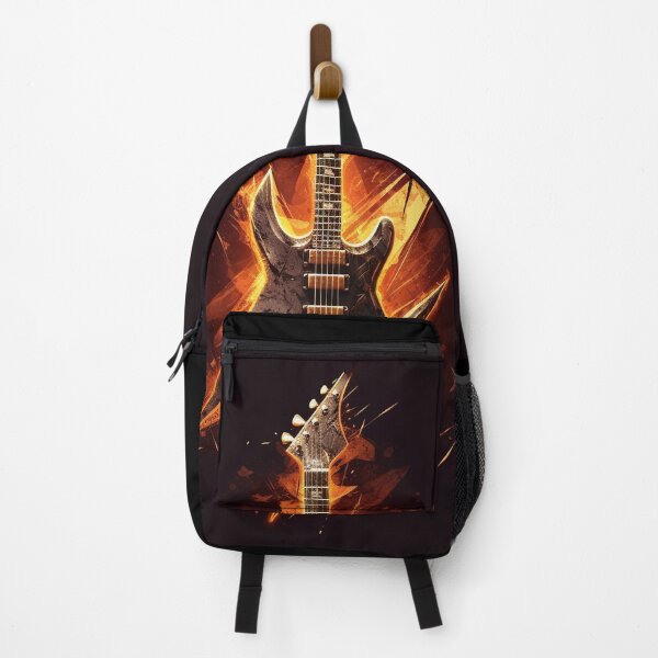 Item preview, a colored fire painting of a guitar, concept art by Yerkaland, deviantart, sots art, darksynth, logo, official art t-shirt and stickers_01 designed and sold by Mickeymouse2023.