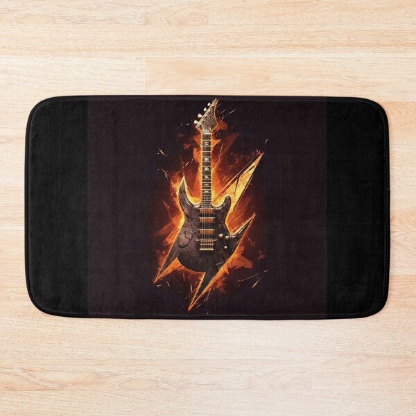 Item preview, a colored fire painting of a guitar, concept art by Yerkaland, deviantart, sots art, darksynth, logo, official art t-shirt and stickers_01 designed and sold by Mickeymouse2023.