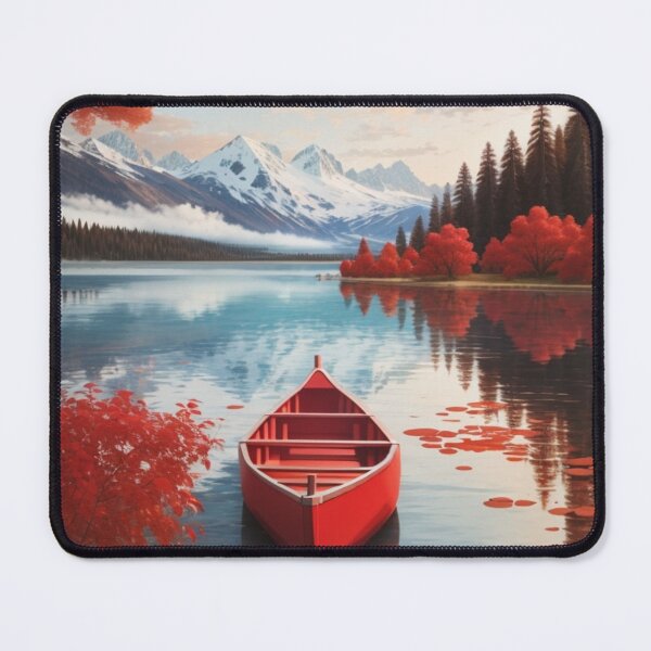 Item preview, a red canoe in a lake designed and sold by mikaws.