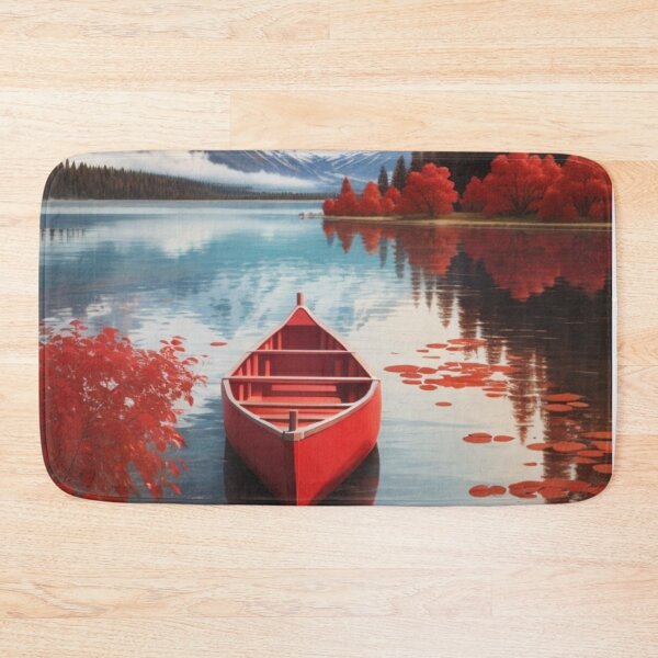 Item preview, a red canoe in a lake designed and sold by mikaws.