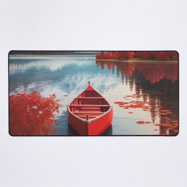Item preview, a red canoe in a lake designed and sold by mikaws.
