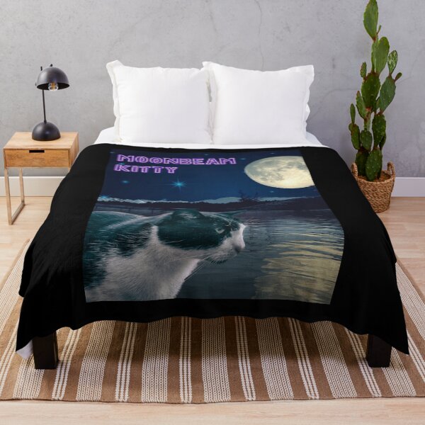 Item preview, Moonbeam Kitty! Sad Cat under the Moon. designed and sold by CuteCatsCoffee.