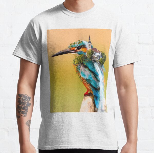 Kingfisher Carrying Village surreal bird Classic T-Shirt