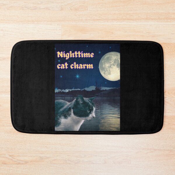 Item preview, Nighttime Cat charm. Sad Cat under the Moon. designed and sold by CuteCatsCoffee.