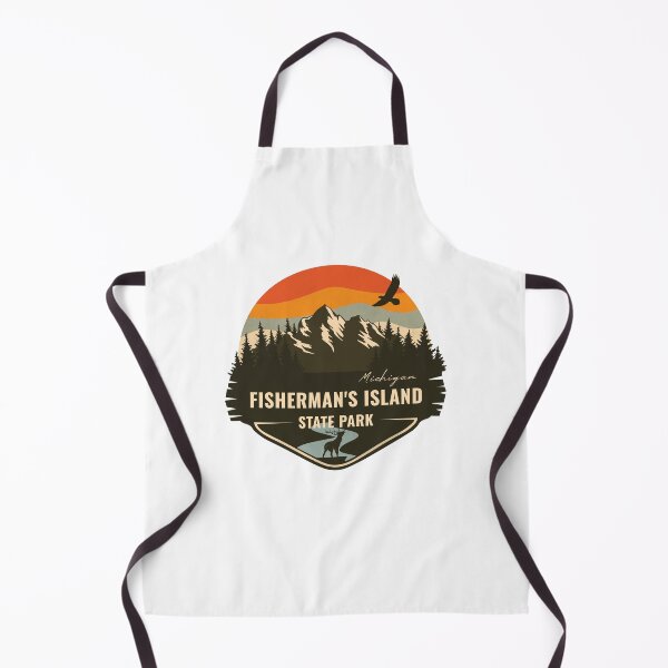 Item preview, Fisherman's Island State Park Michigan - MI Retro Mountain Badge designed and sold by mountainfad.