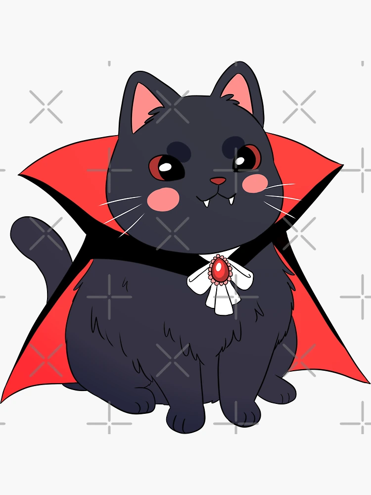Kawaii halloween vampire black cat 