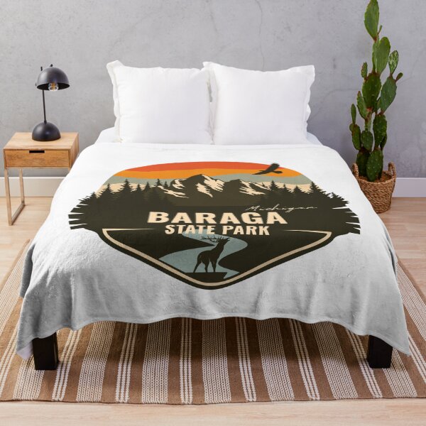Item preview, Baraga State Park Michigan - MI Retro Mountain Badge designed and sold by mountainfad.