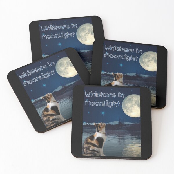 Item preview, Whiskers in moonlight. Cat under the moon. designed and sold by CuteCatsCoffee.