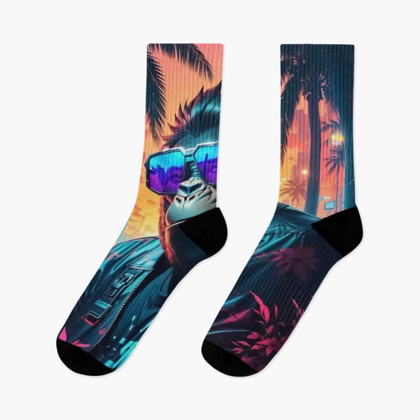 Item preview, Trendy gorilla wearing sunglasses in miami beach designed and sold by TomFrontierArt.