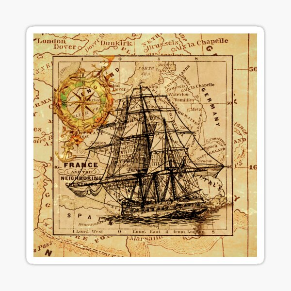 Sailing Ship Map Sticker