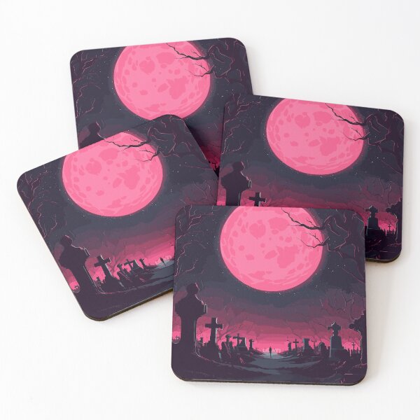 Item preview, Nighttime Melancholy Under the Pink Full Moon designed and sold by TomFrontierArt.