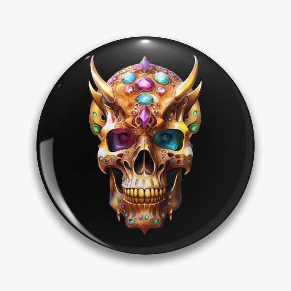 Item preview, Golden horned demon skull studded with precious stones designed and sold by MadinaFatt.