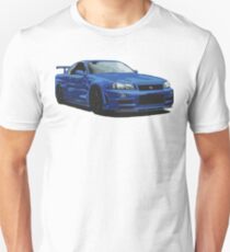Nissan R34 GTR Skyline blau Slim Fit T-Shirt