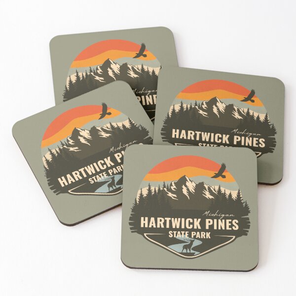 Item preview, Hartwick Pines State Park Michigan - MI Retro Mountain Badge designed and sold by mountainfad.